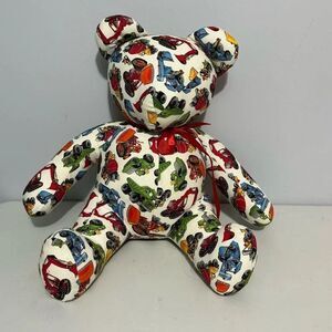Colorful Construction Print Teddy Bear